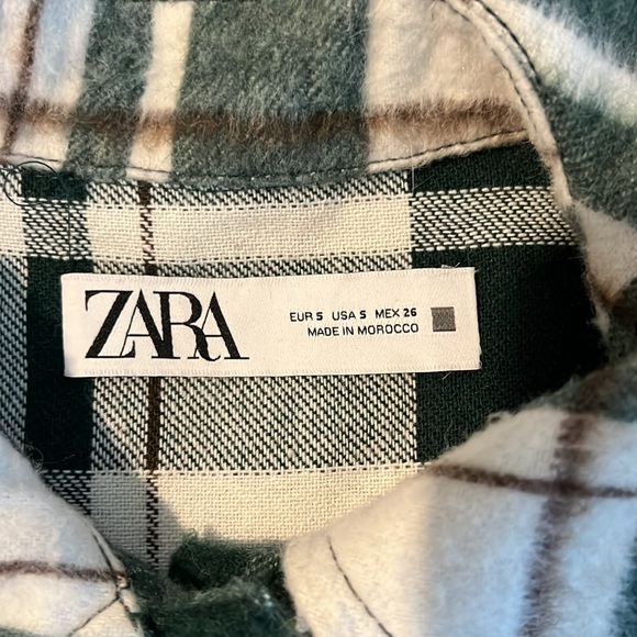 Zara crop, green, brown plaid crop jacket, Size Small (only worn once) - Picture 4 of 7